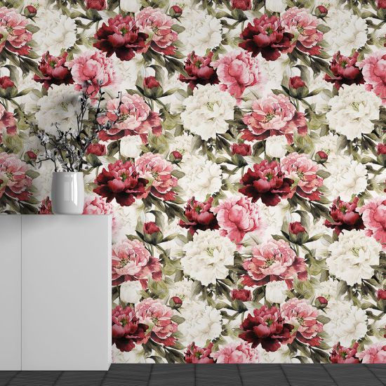 Panoramic Wallpaper - Wall Mural - Flower Pattern