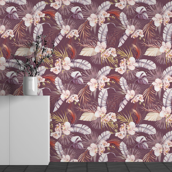 Panoramic Wallpaper - Wall Mural - Flower Pattern