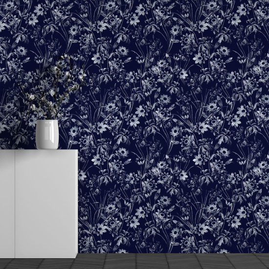 Panoramic Wallpaper - Wall Mural - Flower Pattern