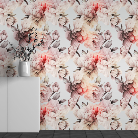 Panoramic Wallpaper - Wall Mural - Flower Pattern