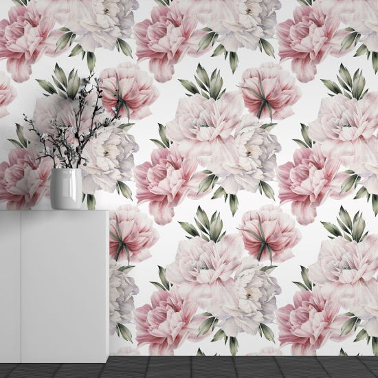 Panoramic Wallpaper - Wall Mural - Flower Pattern