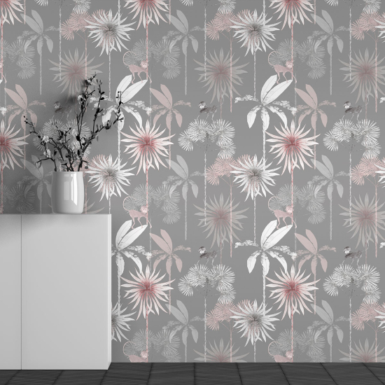 Panoramic Wallpaper - Wall Mural - Flower Pattern