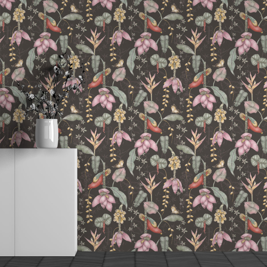 Panoramic Wallpaper - Wall Mural - Flower Pattern