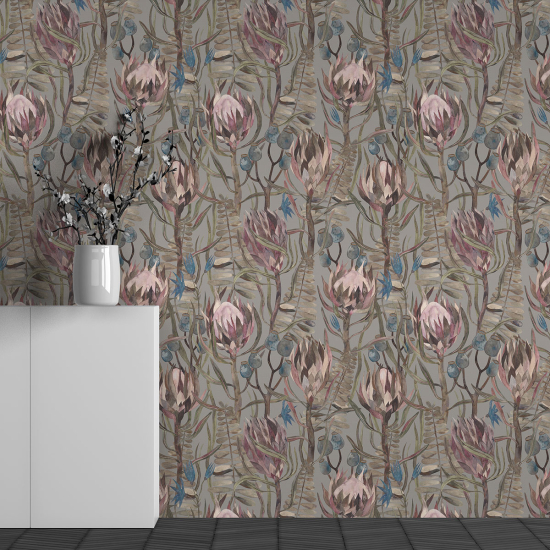 Panoramic Wallpaper - Wall Mural - Flower Pattern