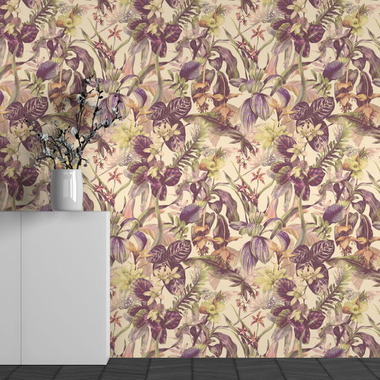 Panoramic Wallpaper - Wall Mural - Flower Pattern