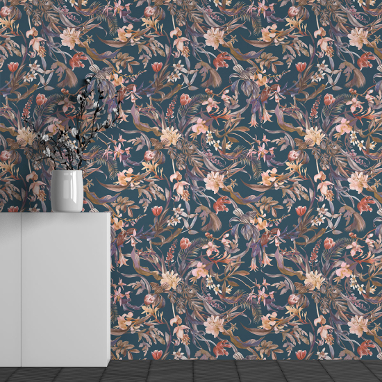 Panoramic Wallpaper - Wall Mural - Flower Pattern