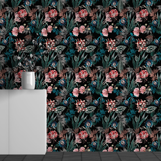 Panoramic Wallpaper - Wall Mural - Flower Pattern