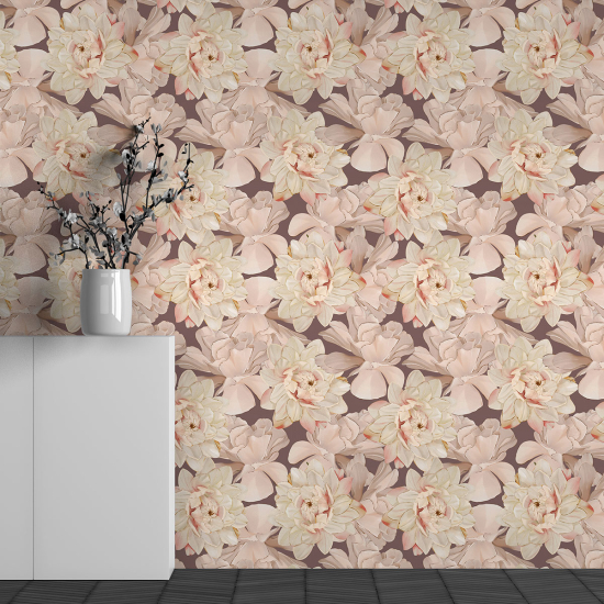 Panoramic Wallpaper - Wall Mural - Flower Pattern