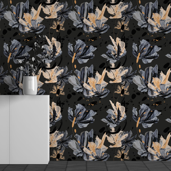 Panoramic Wallpaper - Wall Mural - Flower Pattern