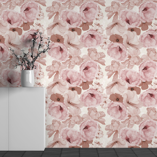 Panoramic Wallpaper - Wall Mural - Flower Pattern