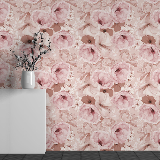 Panoramic Wallpaper - Wall Mural - Flower Pattern