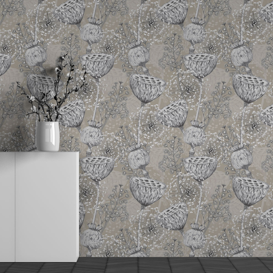 Panoramic Wallpaper - Wall Mural - Flower Pattern