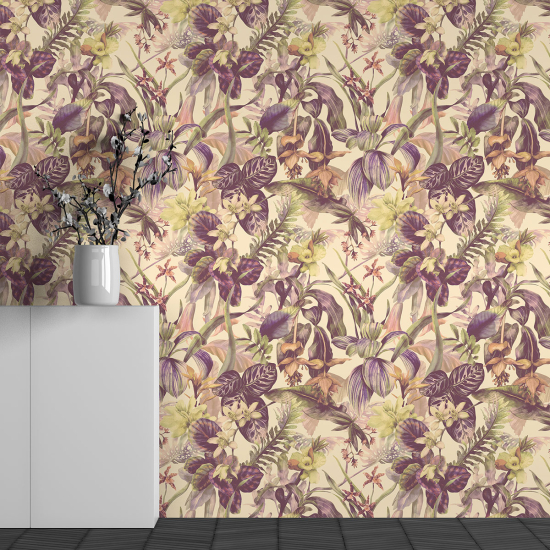 Panoramic Wallpaper - Wall Mural - Flower Pattern