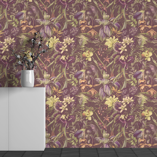 Panoramic Wallpaper - Wall Mural - Flower Pattern