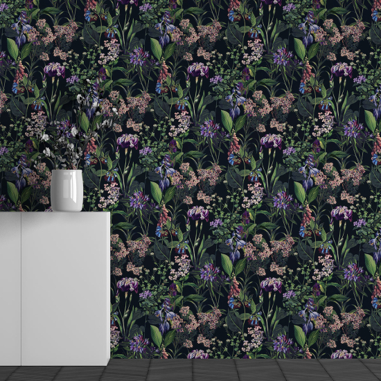 Panoramic Wallpaper - Wall Mural - Flower Pattern