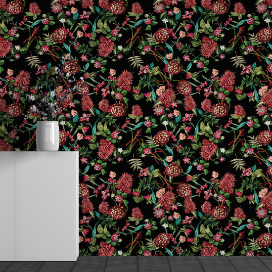 Panoramic Wallpaper - Wall Mural - Flower Pattern