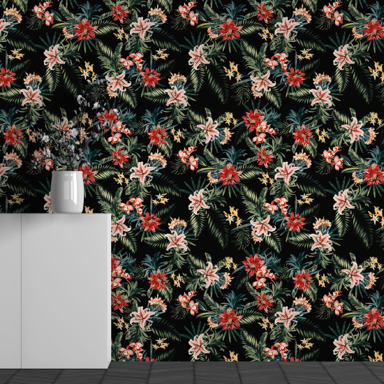 Panoramic Wallpaper - Wall Mural - Flower Pattern