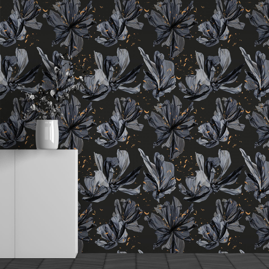 Panoramic Wallpaper - Wall Mural - Flower Pattern