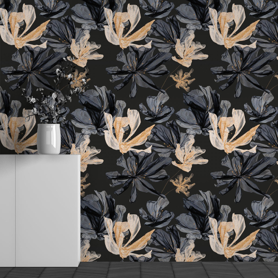 Panoramic Wallpaper - Wall Mural - Flower Pattern