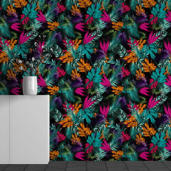 Panoramic Wallpaper - Wall Mural - Flower Pattern