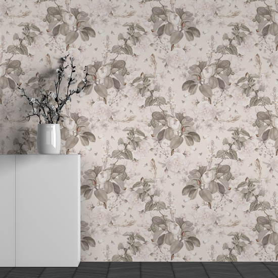 Panoramic Wallpaper - Wall Mural - Flower Pattern