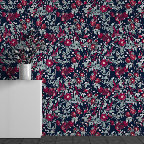 Panoramic Wallpaper - Wall Mural - Flower Pattern