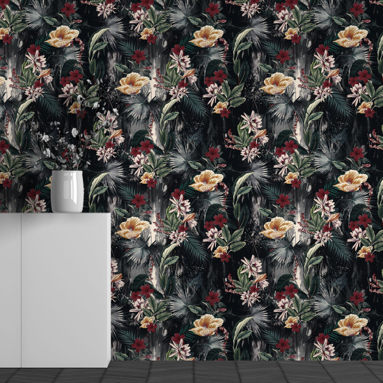 Panoramic Wallpaper - Wall Mural - Flower Pattern