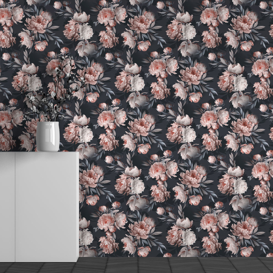 Panoramic Wallpaper - Wall Mural - Flower Pattern