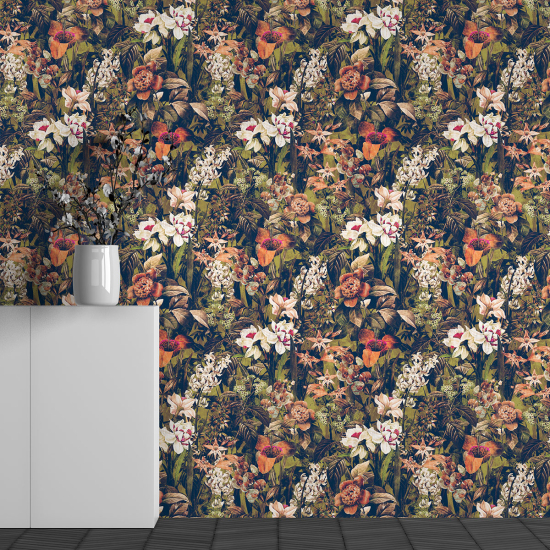 Panoramic Wallpaper - Wall Mural - Flower Pattern