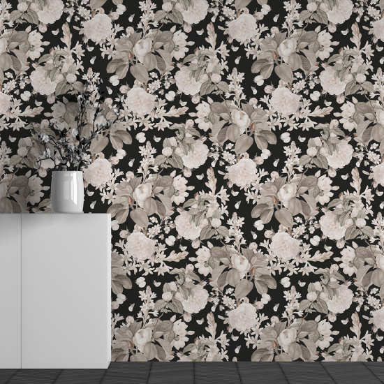 Panoramic Wallpaper - Wall Mural - Flower Pattern