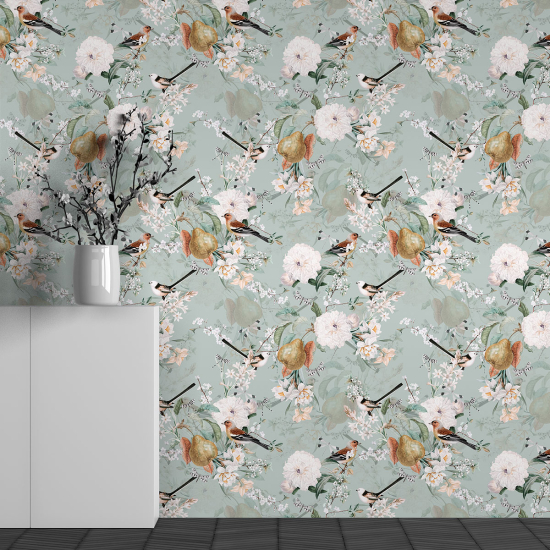 Panoramic Wallpaper - Wall Mural - Flower Pattern