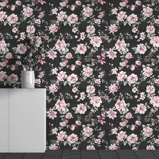 Panoramic Wallpaper - Wall Mural - Flower Pattern