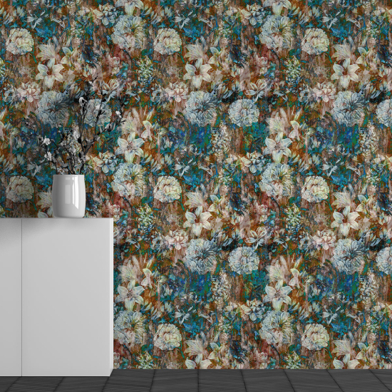 Panoramic Wallpaper - Wall Mural - Flower Pattern