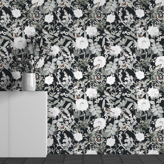 Panoramic Wallpaper - Wall Mural - Flower Pattern