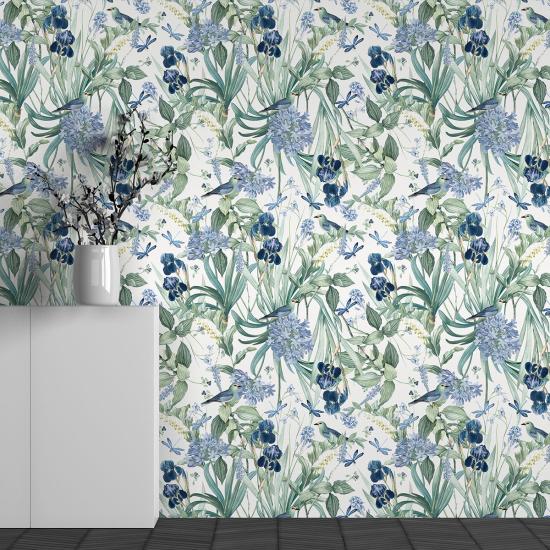 Panoramic Wallpaper - Wall Mural - Flower Pattern