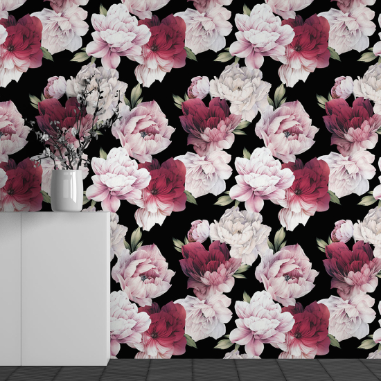 Panoramic Wallpaper - Wall Mural - Flower Pattern