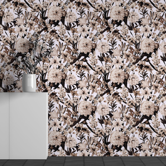 Panoramic Wallpaper - Wall Mural - Flower Pattern