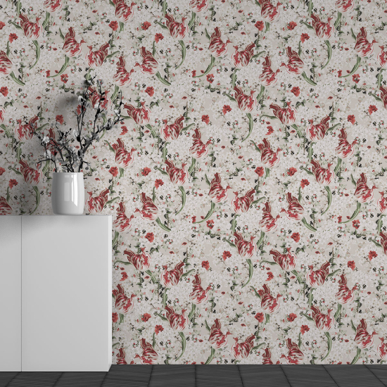 Panoramic Wallpaper - Wall Mural - Flower Pattern