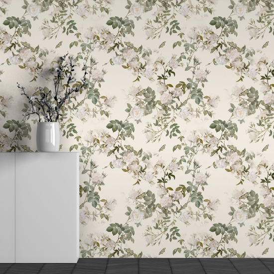 Panoramic Wallpaper - Wall Mural - Flower Pattern