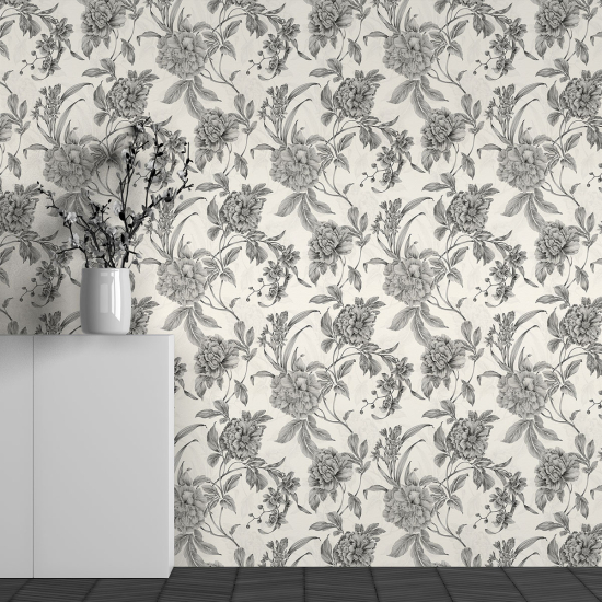 Panoramic Wallpaper - Wall Mural - Flower Pattern