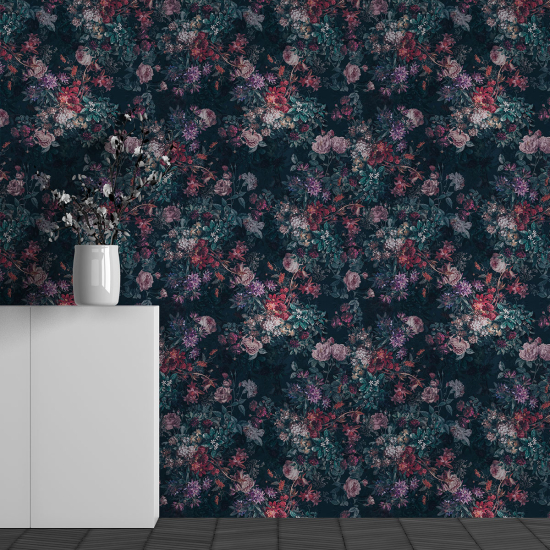 Panoramic Wallpaper - Wall Mural - Flower Pattern