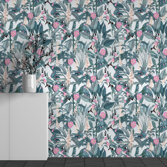 Panoramic Wallpaper - Wall Mural - Flower Pattern