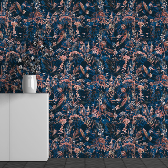 Panoramic Wallpaper - Wall Mural - Flower Pattern