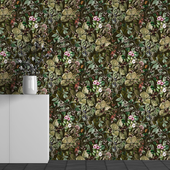 Panoramic Wallpaper - Wall Mural - Flower Pattern