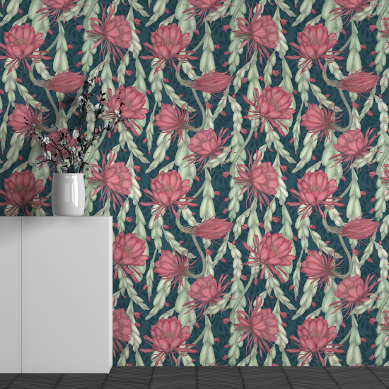 Panoramic Wallpaper - Wall Mural - Flower Pattern