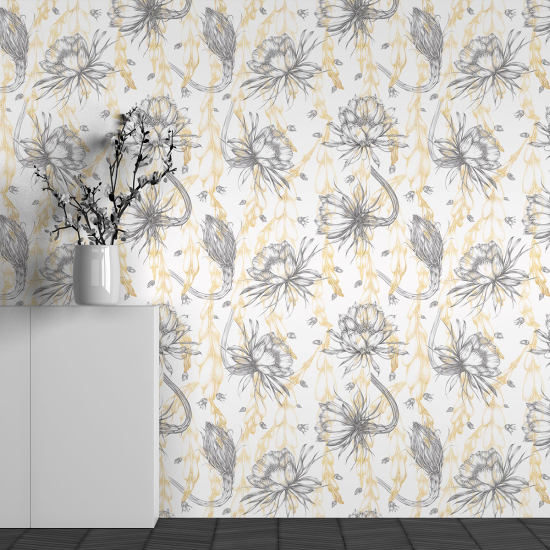 Panoramic Wallpaper - Wall Mural - Flower Pattern