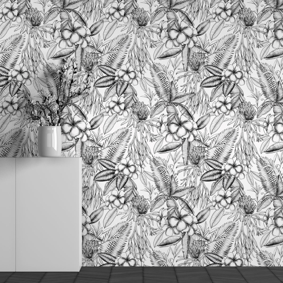 Panoramic Wallpaper - Wall Mural - Flower Pattern