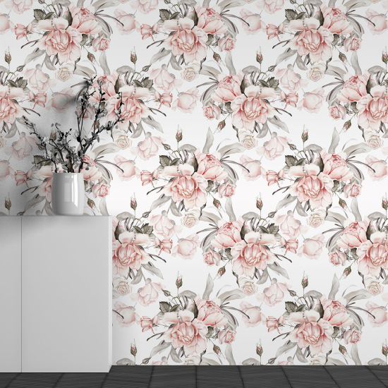 Panoramic Wallpaper - Wall Mural - Flower Pattern