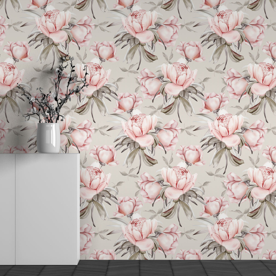 Panoramic Wallpaper - Wall Mural - Flower Pattern