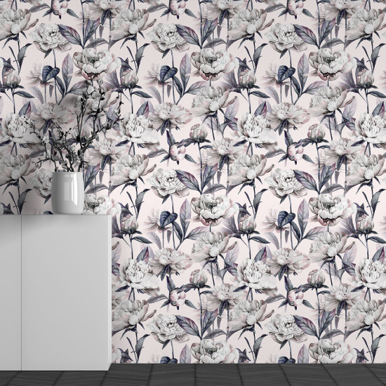 Panoramic Wallpaper - Wall Mural - Flower Pattern